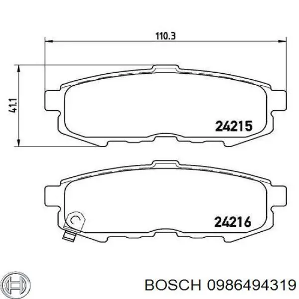 Колодки дисковые  Bosch 0986494319 цена, от 19.58 USD
