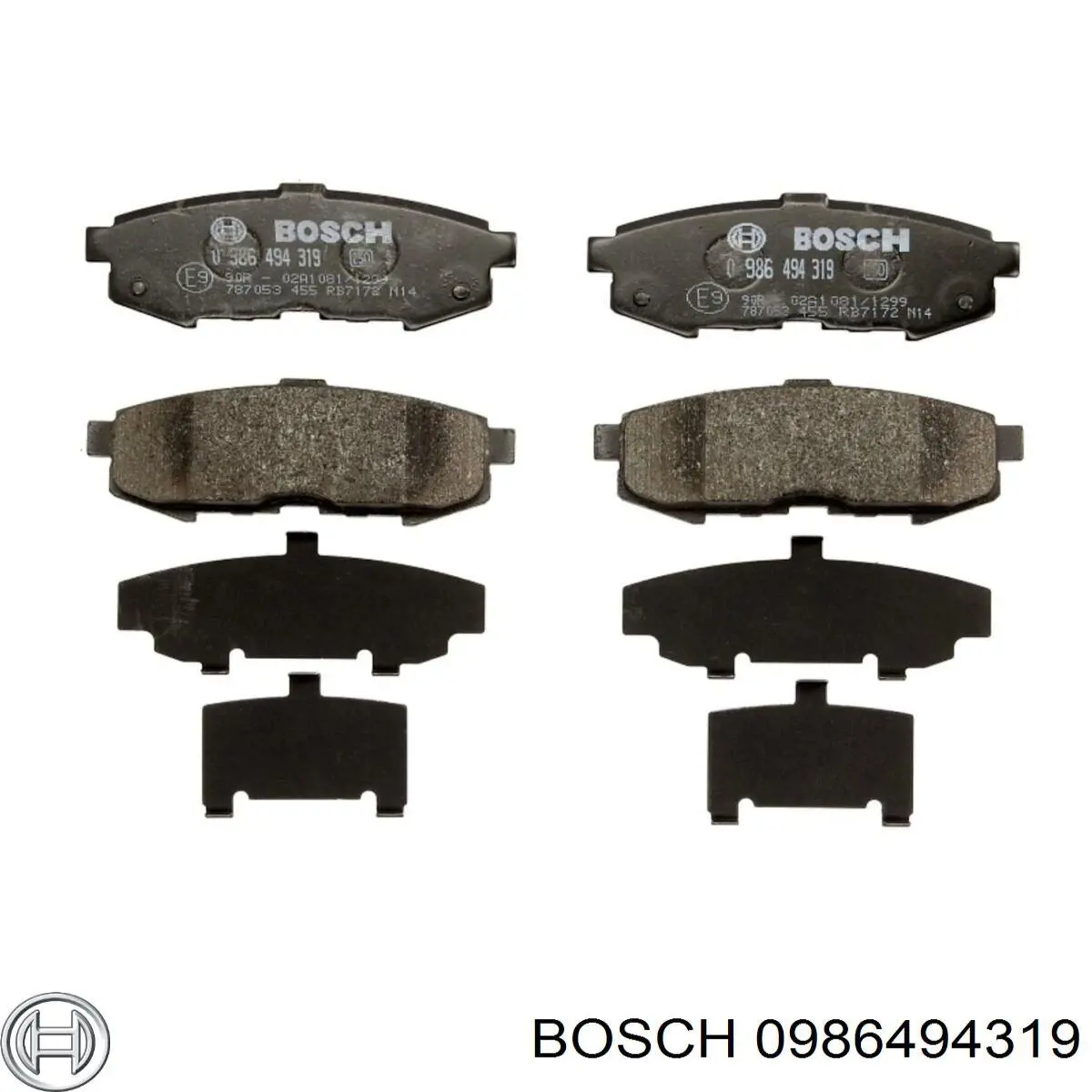 0986494319 Bosch колодки тормозные задние дисковые