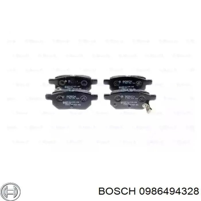 0986494328 Bosch колодки тормозные задние дисковые