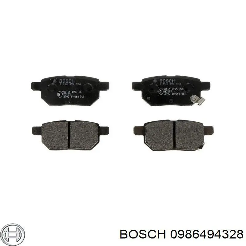 Колодки гальмові задні, дискові 0986494328 Bosch