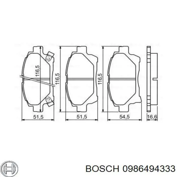 Передние тормозные колодки 0986494333 Bosch