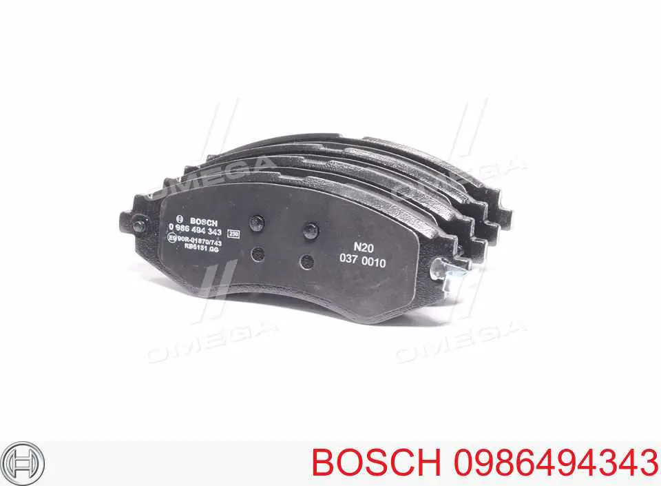 0 986 494 343 Bosch колодки тормозные передние дисковые