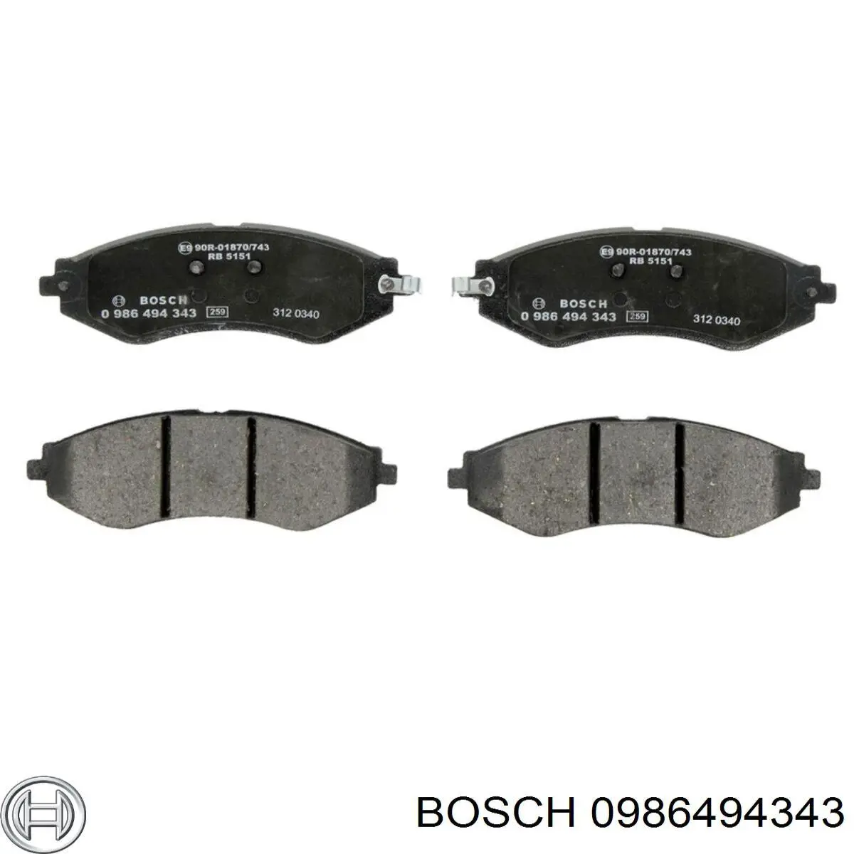 Колодки гальмівні передні, дискові 0986494343 Bosch