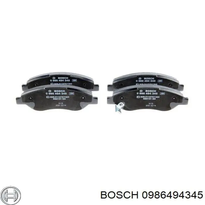 Передние тормозные колодки 0986494345 Bosch