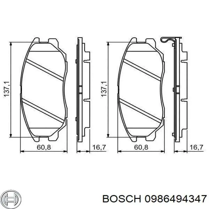 0 986 494 347 Bosch колодки тормозные передние дисковые