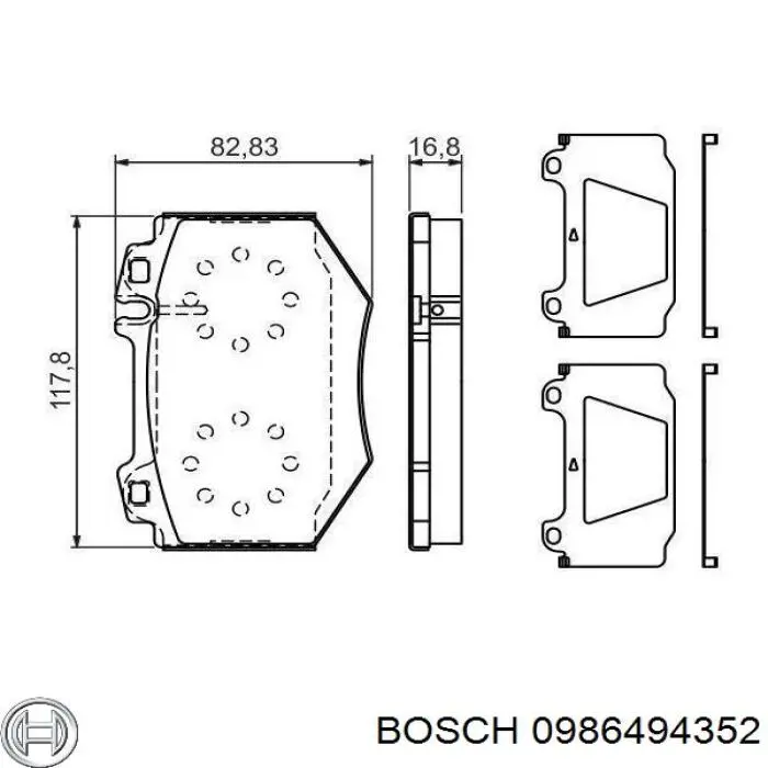 Передние тормозные колодки 0986494352 Bosch