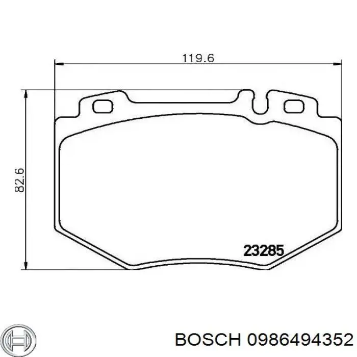 Передние тормозные колодки 0986494352 Bosch