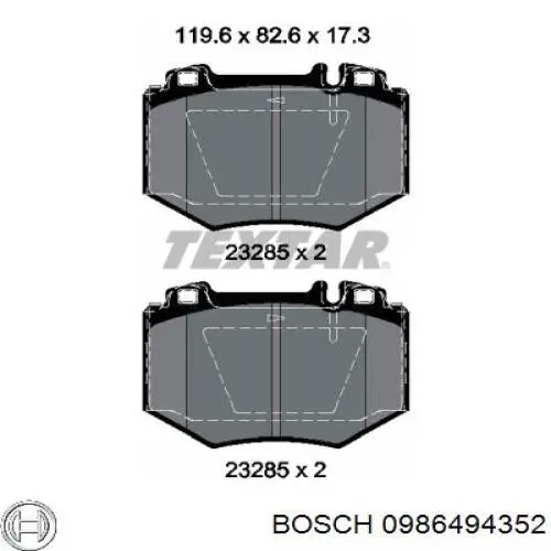 Купить 0986494352 Bosch Колодки тормозные
