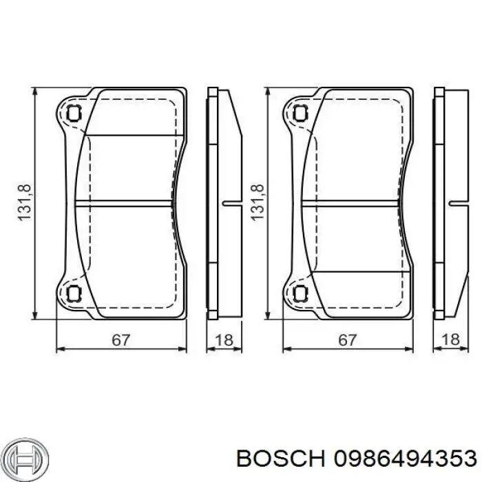 Передние тормозные колодки 0986494353 Bosch