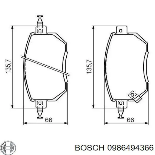 0986494366 Bosch колодки тормозные передние дисковые