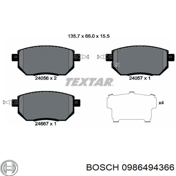 Колодки Bosch 0986494366 цена, от 33.89 USD