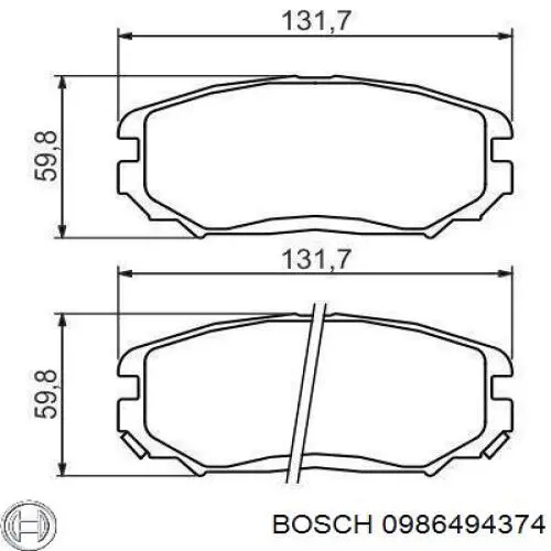 Передние тормозные колодки 0986494374 Bosch