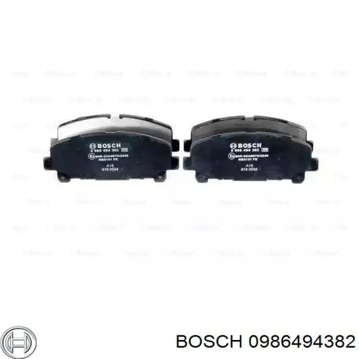0986494382 Bosch колодки тормозные передние дисковые