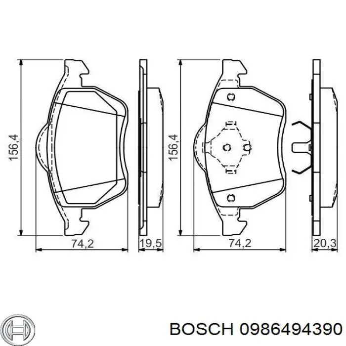 Передние тормозные колодки 0986494390 Bosch