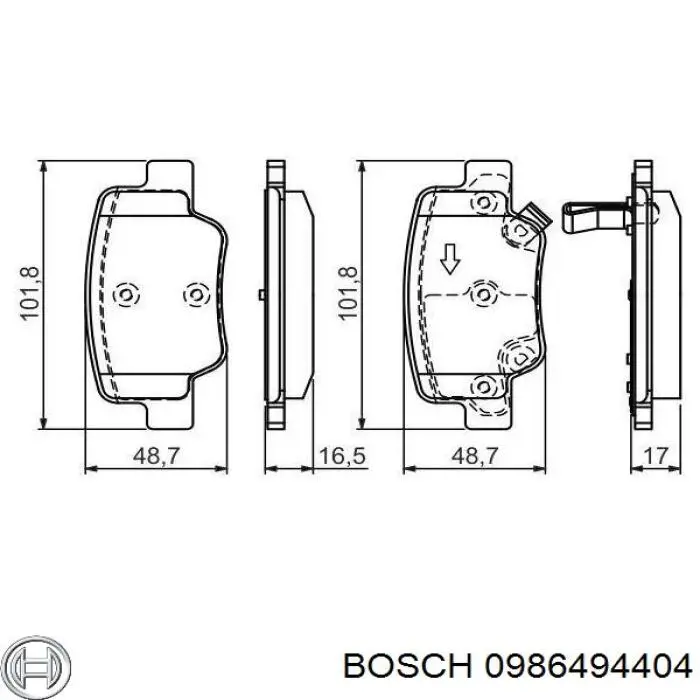 Задние тормозные колодки 0986494404 Bosch