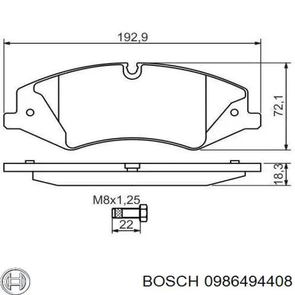 Тормозные колодки Bosch 0986494408