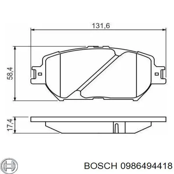 Передние тормозные колодки 0986494418 Bosch