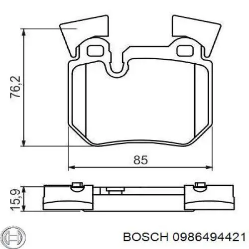 0 986 494 421 Bosch колодки тормозные задние дисковые