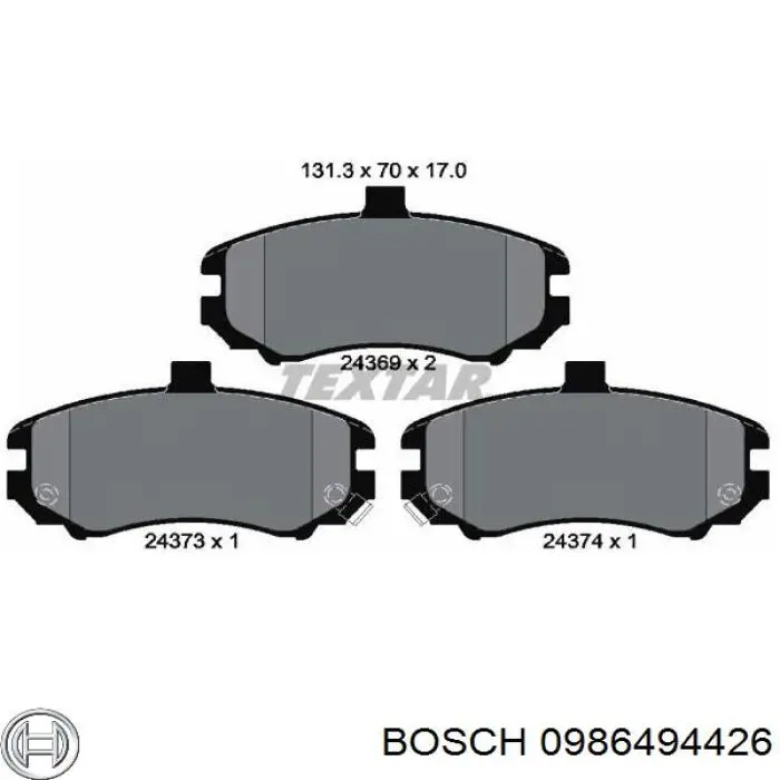 Передние тормозные колодки 0986494426 Bosch