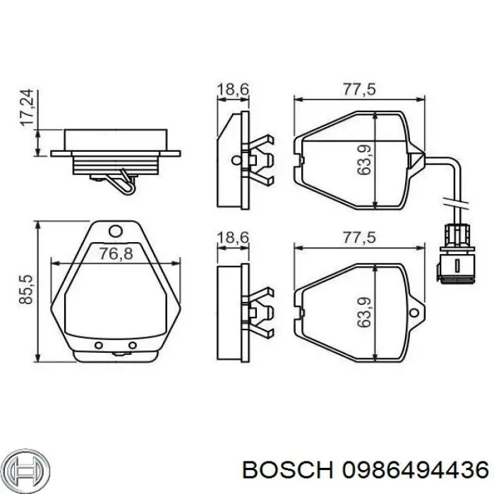 Передние тормозные колодки 0986494436 Bosch