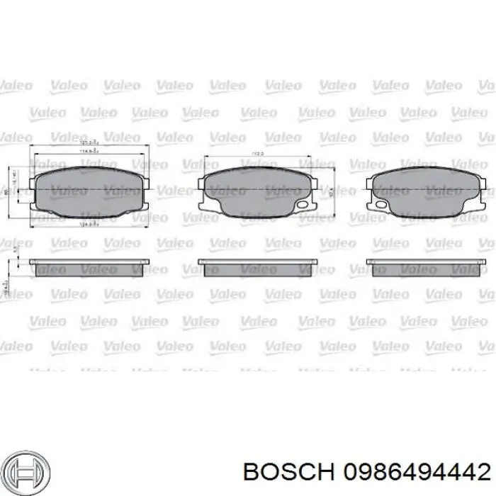 0986494442 Bosch колодки тормозные передние дисковые