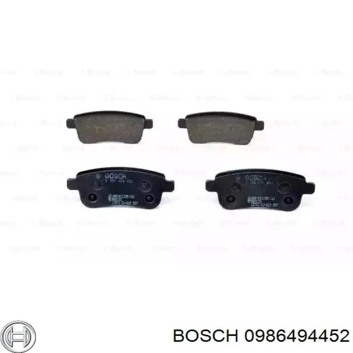 0986494452 Bosch колодки тормозные задние дисковые