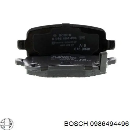 Задние тормозные колодки 0986494496 Bosch