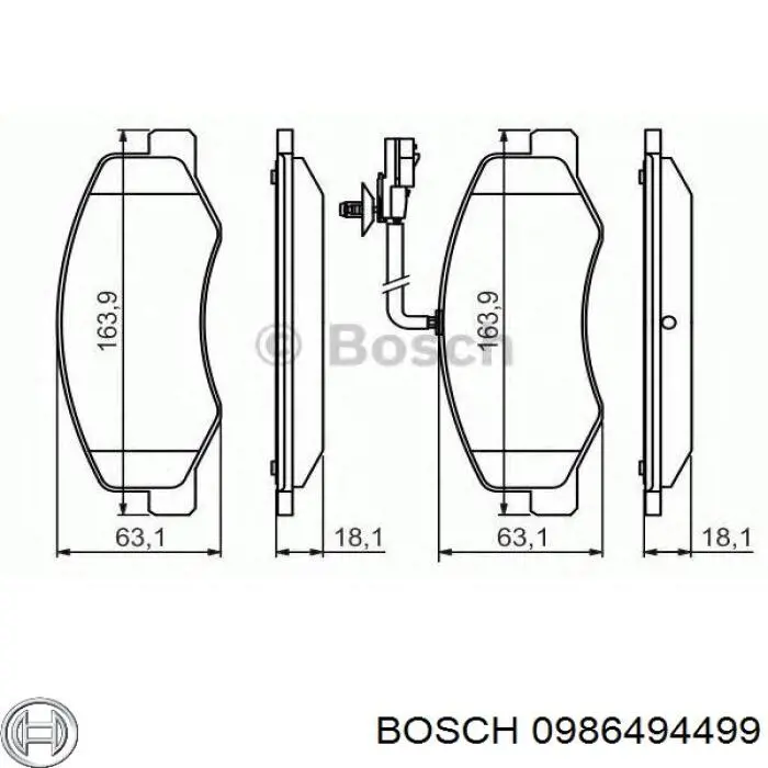 Колодки гальмові задні, дискові 0986494499 Bosch