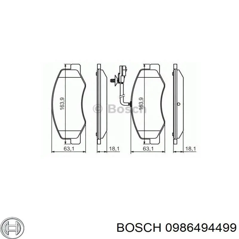 Задние тормозные колодки 0986494499 Bosch