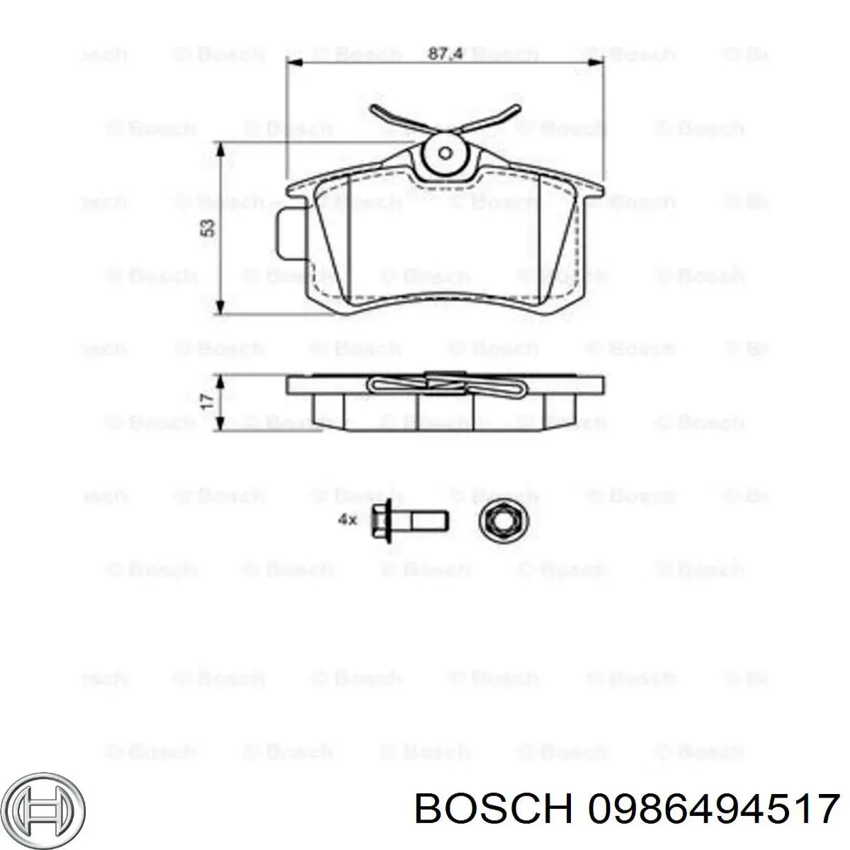 0986494517 Bosch колодки тормозные задние дисковые