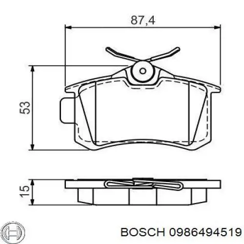 0986494519 Bosch колодки тормозные задние дисковые