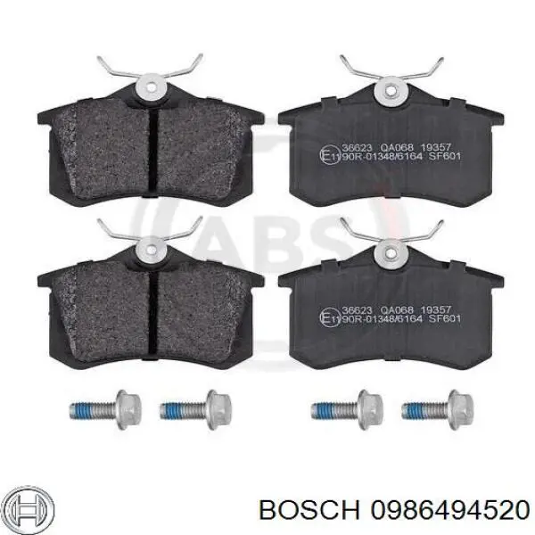0986494520 Bosch колодки тормозные задние дисковые