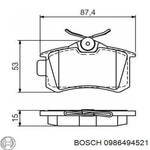 0986494521 Bosch колодки тормозные задние дисковые
