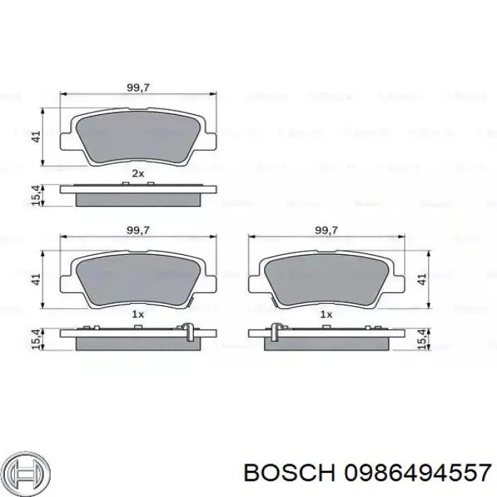 0986494557 Bosch колодки тормозные задние дисковые
