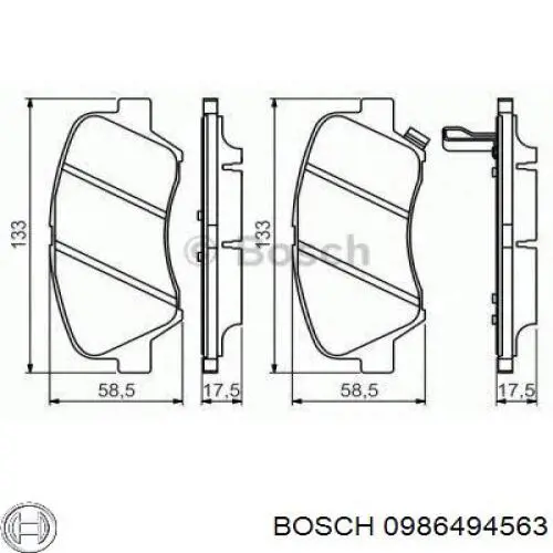 0986494563 BOSCH Pastillas de freno delanteras original y equivalente