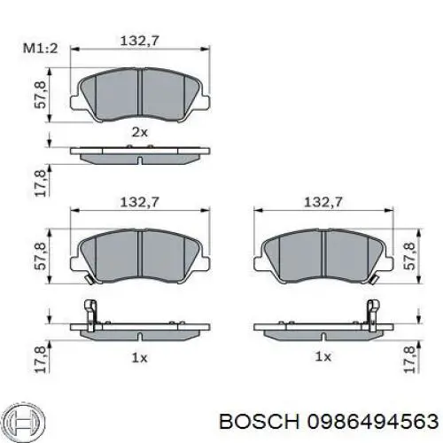 Sapatas do freio dianteiras de disco Bosch 0986494563 preço, a partir de 52,43 USD