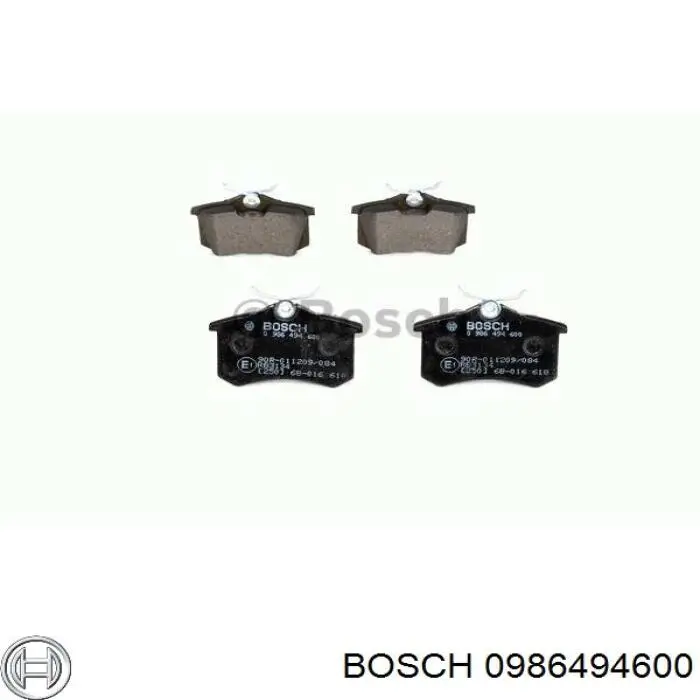 0986494600 Bosch колодки тормозные задние дисковые