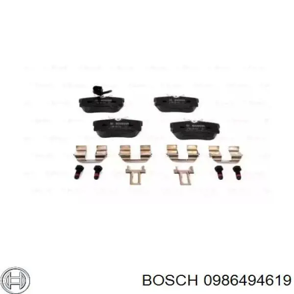 Купить 0986494619 Bosch Колодки тормозные задние, дисковые