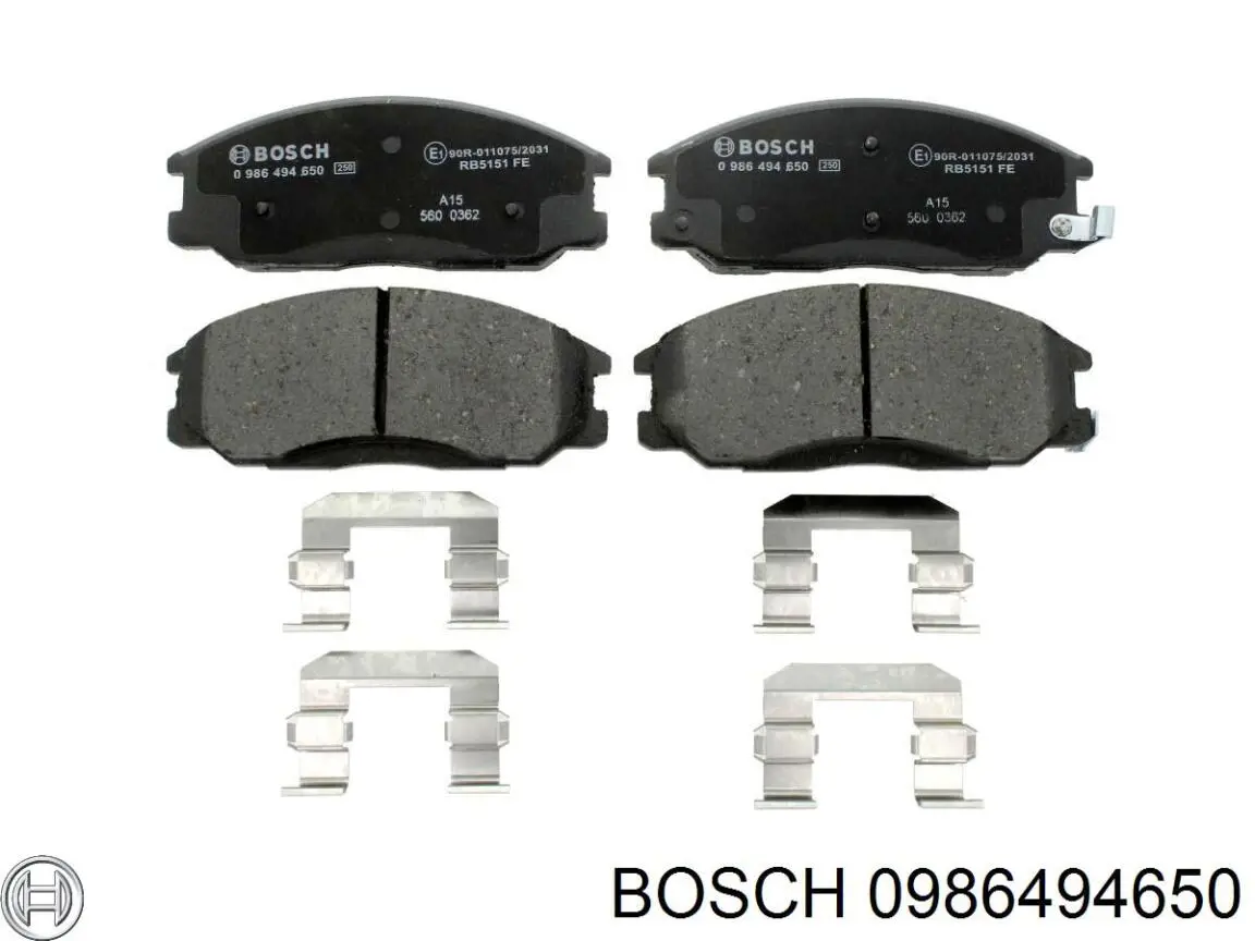 Колодки гальмівні передні, дискові 0986494650 Bosch