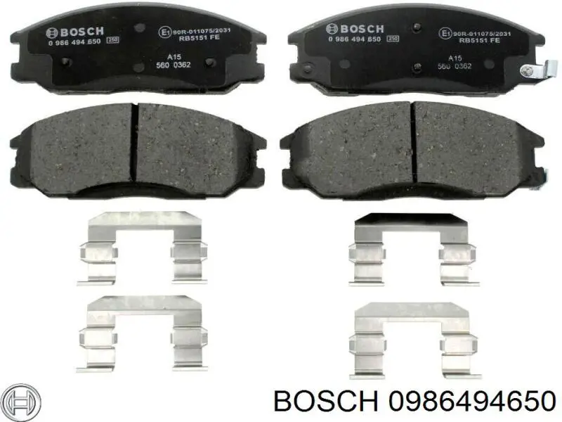 Передние тормозные колодки 0986494650 Bosch