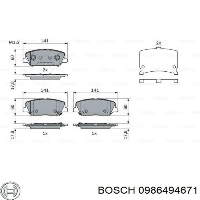 0986494671 Bosch передние тормозные колодки