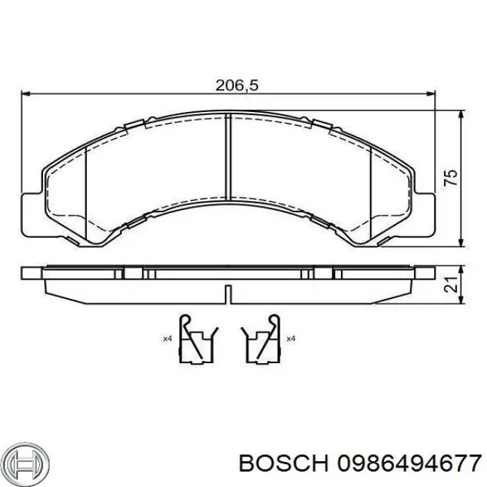 Передние тормозные колодки 0986494677 Bosch