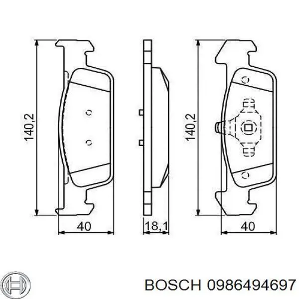 Колодки гальмівні передні, дискові 0986494697 Bosch