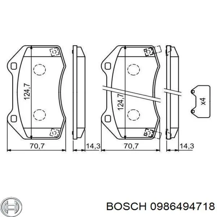 0986494718 Bosch колодки тормозные передние дисковые