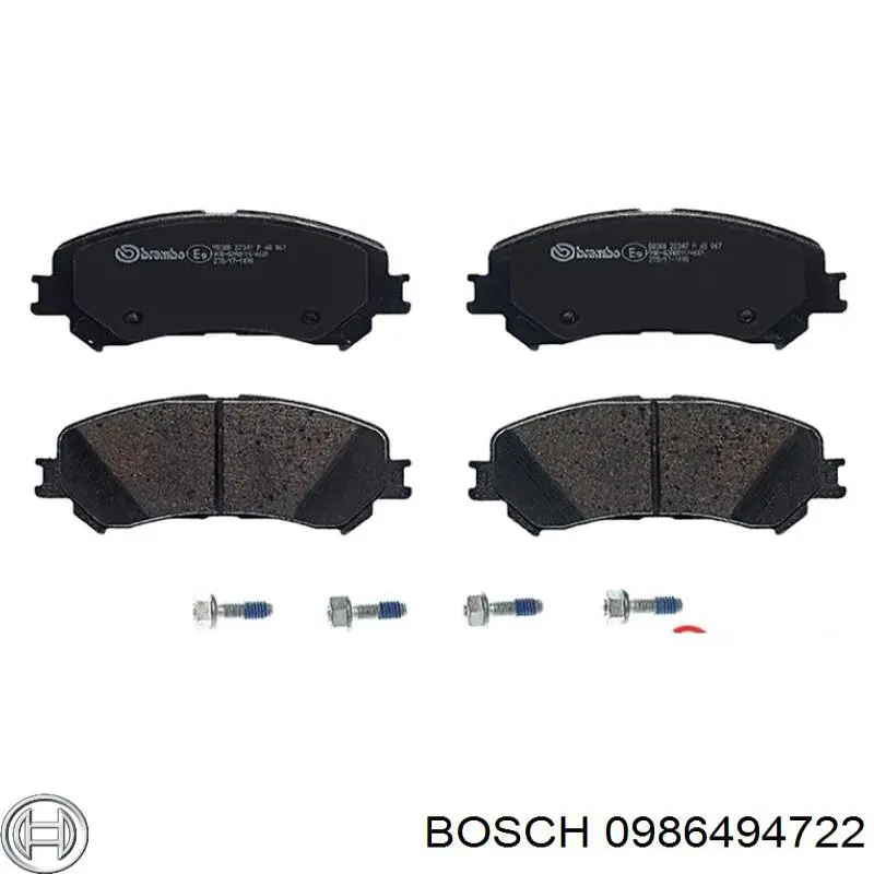 0986494722 Bosch sapatas do freio dianteiras de disco