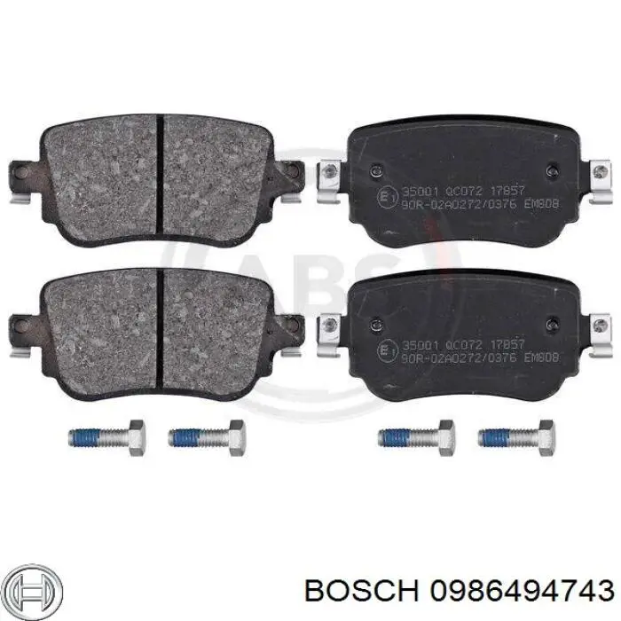 Задние тормозные колодки 0986494743 Bosch