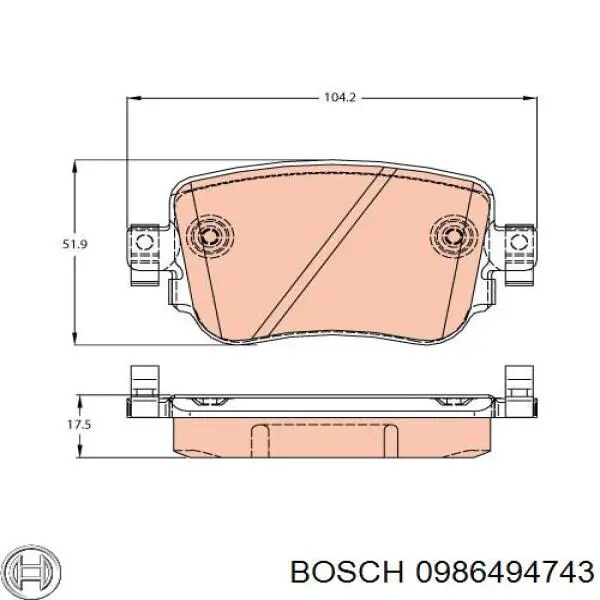 Задние дисковые колодки Bosch 0986494743