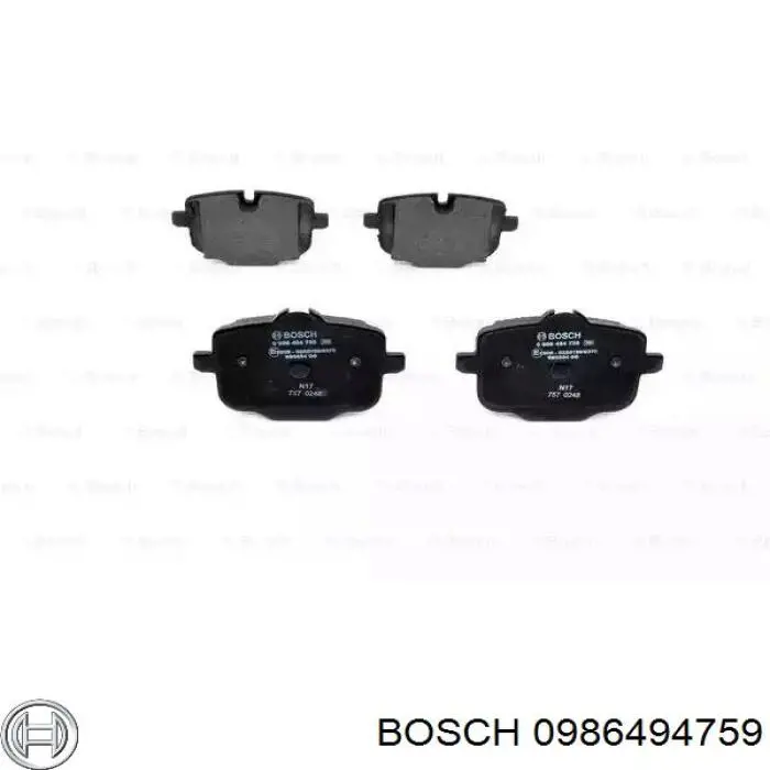 0986494759 Bosch sapatas do freio traseiras de disco