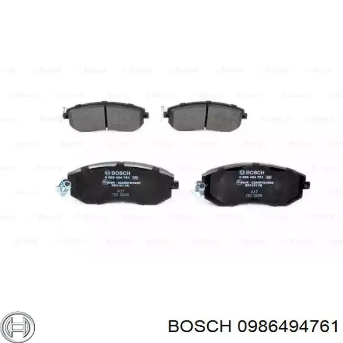 0986494761 Bosch передние тормозные колодки