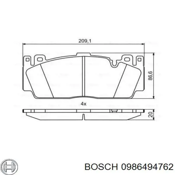 Передние тормозные колодки 0986494762 Bosch